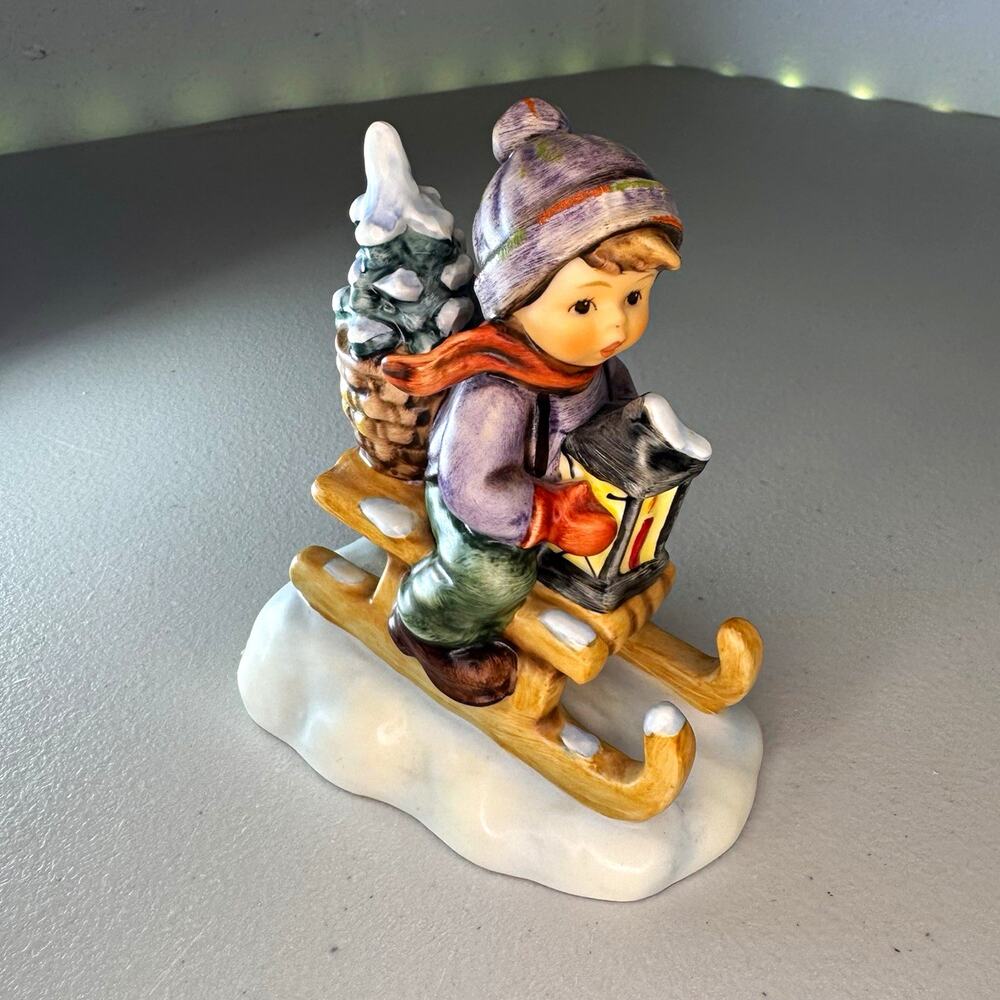 vintage hummel goebel ride into christmas boy sled figurine w germany 1981